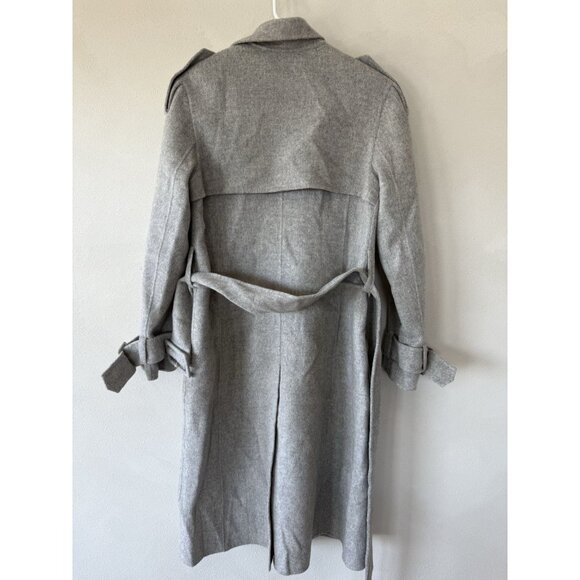 $899 Theory Coat Womens Small S Gray Wool Cashmere Long Overcoat Pockets Trench - Picture 8 of 8